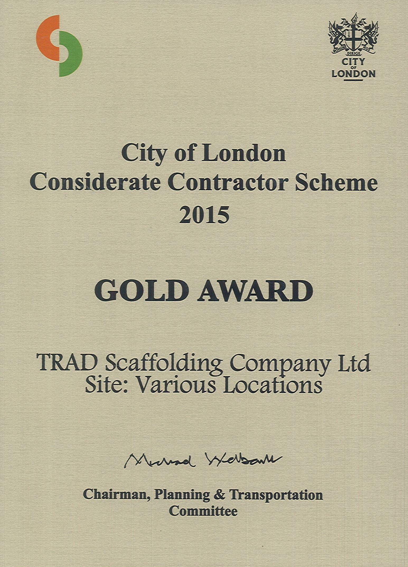 city of london considerate contractor scheme 2015
