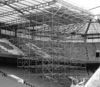 TRAD were successful in securing the scaffolding package for the new lighting systems around the roof at Stamford Bridge 