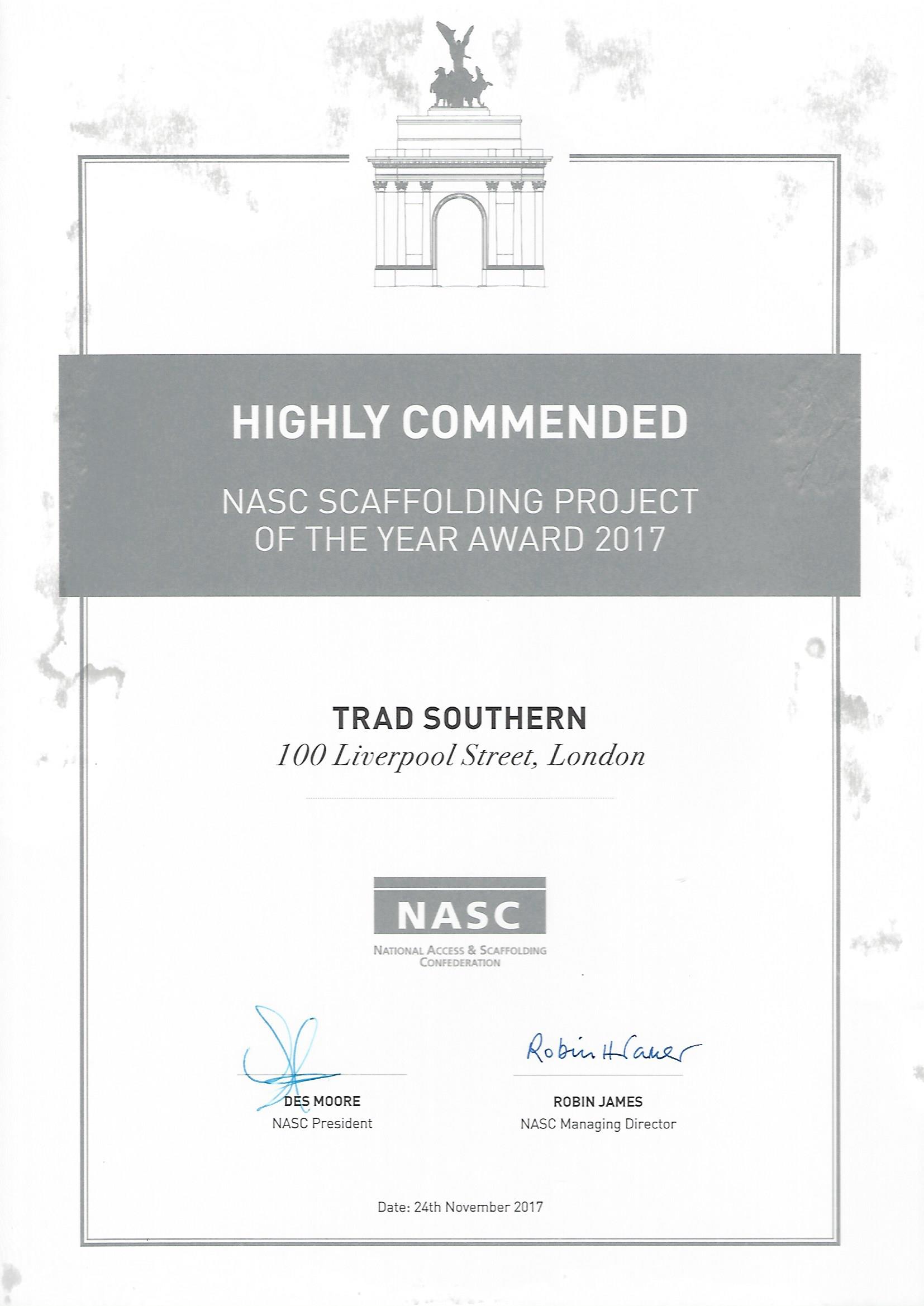 NASC Highly Commended Project of the Year