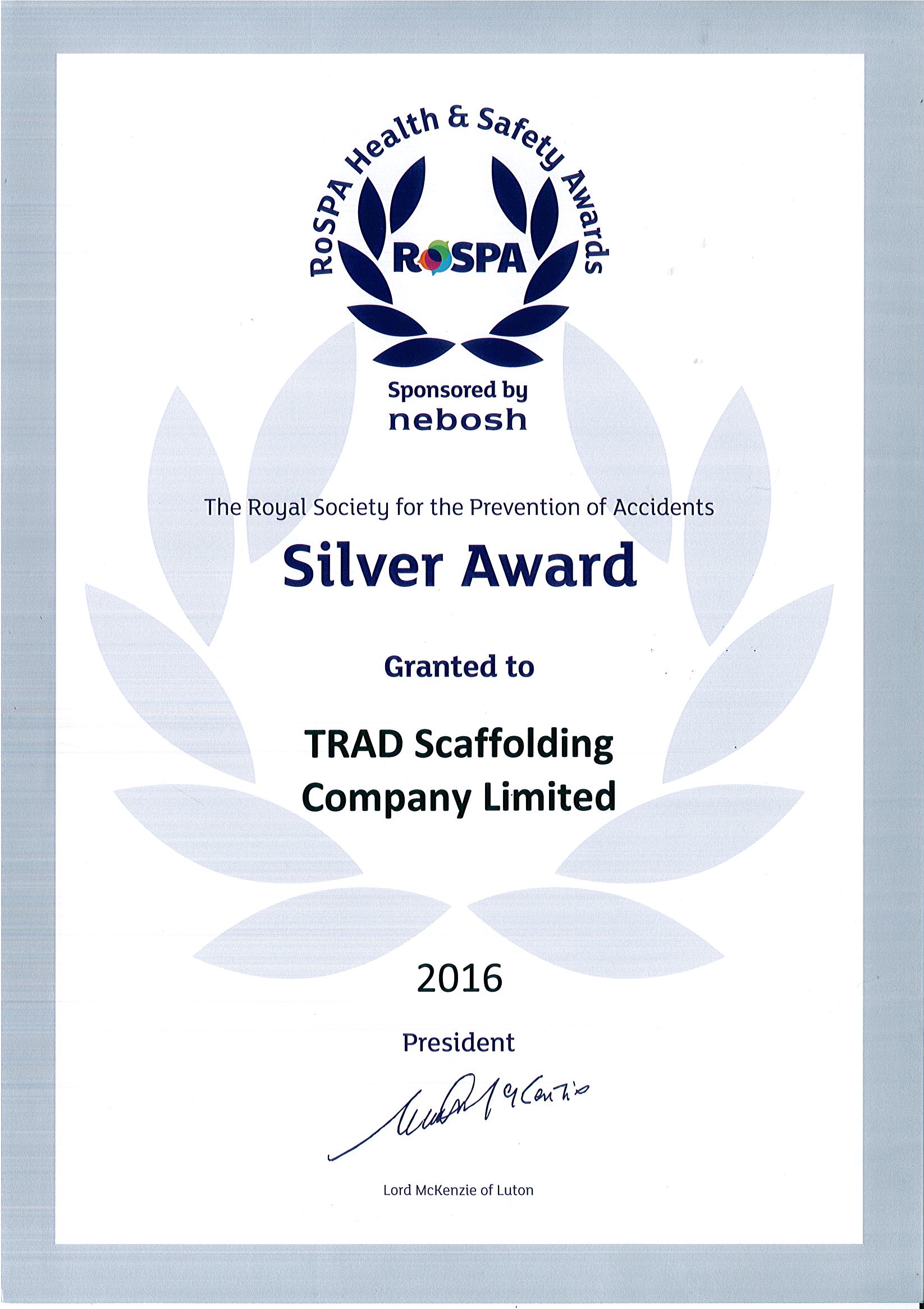 ROSPA Silver Award for Health & Safety