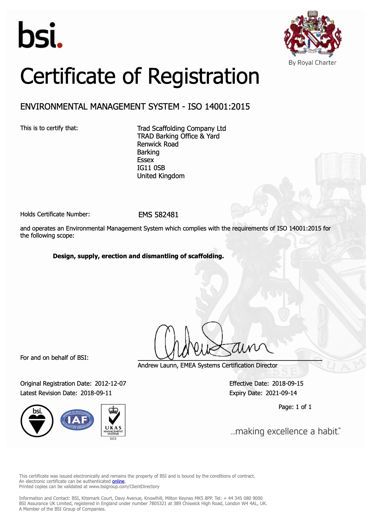 ISO 14001:2015 – ENVIRONMENTAL MANAGEMENT
